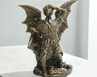 手作り樹脂製サタン像：悪魔の置物コレクション（12インチ×4インチ