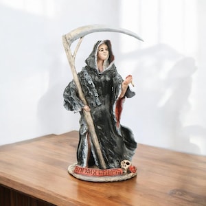 Santa Muerte Goddess Statuette Holy Death Catholicism Hinduism For Home Altar Witches Wicca Santa Muerte Holy Dead Ceramic Figurine Goth Art