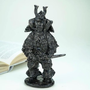 Samurai Japanese Warrior Ceramic Statue Miniature Figure Japanese Mythology Clay Sculpture Samurai Sculpture Japanese Decor Samurai Statue