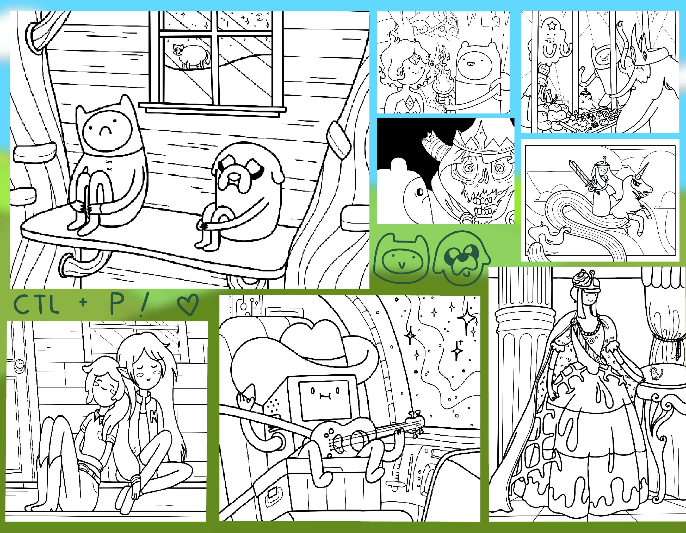 Adventure Time- 8 PDF Coloring Pages- What Time is It? Pack - Etsy