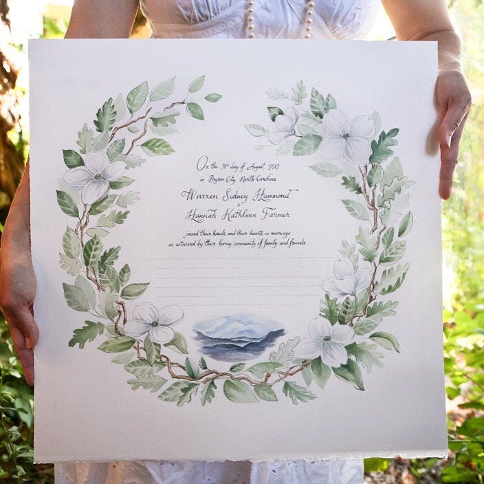 Dogwood marriage certificate Etsy