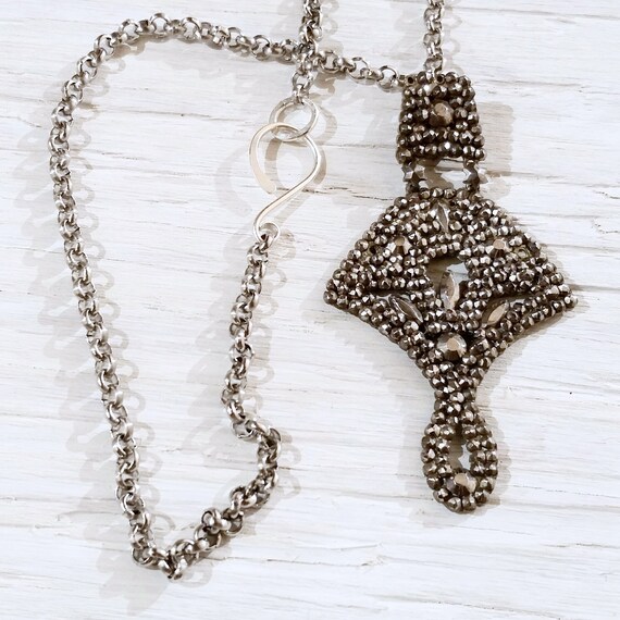 Antique Cut Steel Swinging Drop Necklace
