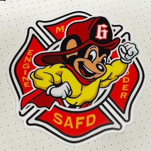 Mighty Mouse Firefighter Sticker