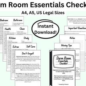 College Dorm Essentials Packing Checklist for New College Students Moving to Dorm Room Printable PDF Download Complete Dorm Room Essentials