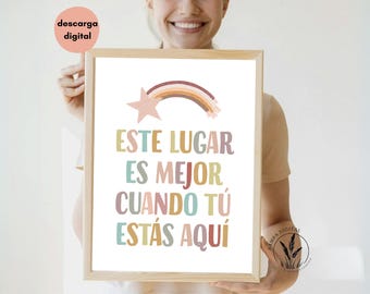 This Place is Better, Boho Classroom Decor, Classroom Posters Quotes, Educational Wall Art, Calm Down Corner, Safe Space, Spanish