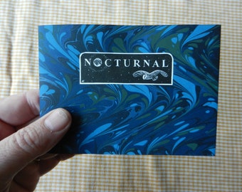 Nocturnal A hand printed book of wood engravings of creatures by moonlight.