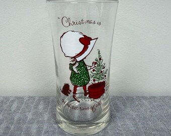 Vintage Holly Hobbie Christmas Glass
