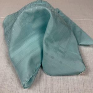 Vintage Aqua Blue Satin Scarf - Pocket Square - Tiger - Italy