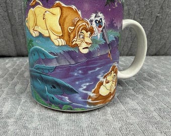 Lion King Mug with Purple Jungle Scene 1990s