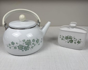 Corelle Callaway Ivy Tea Kettle Vintage Kitchen Decor With Napkin Holder