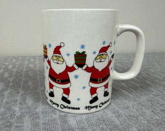 Royal Norfolk White Mug with Red Santa and Green Gift Accents Christmas