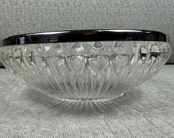 Vintage Serving Bowl with Silver Rim Made in England