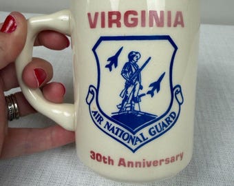 Vintage Virginia Air National Guard 30th Anniversary Ivory Ceramic Mug USA