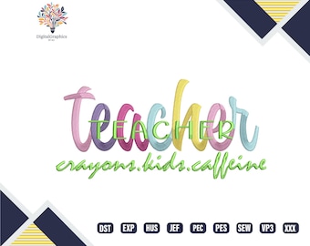 Machine borduurwerk leraar ontwerp, schoolthema appelpotlood borduurpatroon, terug naar school cadeaubestand, digitale download voor doe-het-zelfproject