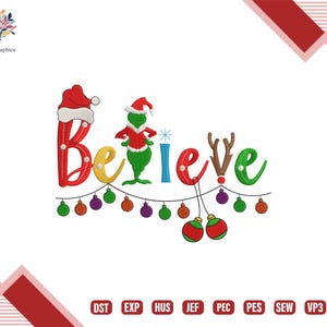 Christmas Believe Embroidery, Believe Arched Machine Embroidery, Believe Embroidery Design, Stylish Fonts Embroidery File, Embroidered Xmas