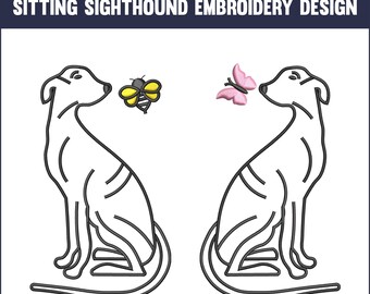 Whippet Dog Machine Embroidery, Greyhound Embroidery Designs, Galgo Running Dog, Sighthound Embroidery Design, Dog Lover Gift, Fast Download
