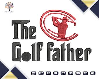 Golf Dad Design File , Sports Embroidery Pattern , Embroidered Father Golf Design , Father Birthday Gift , Instant Download