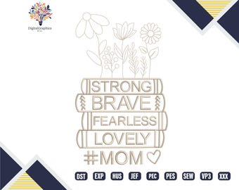 Hand Book Embroidery Pattern, Mother’s Day Floral Word Embroidery Designs, Diy Stitch Guide Embroidery File, Instant Digital Download