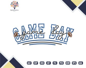 Game Day Embroidery Design, Football Season Machine Embroidery File, Sports DIY Shirt Hat Tote Patch, Instant Download Digital Pattern