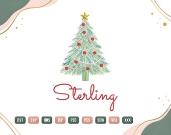 Custom Christmas Tree Embroidery Design, Personalized Name Holiday Machine Embroidery, Festive Xmas Tree PES DST File, Digital Download