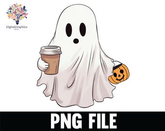 Cute Ghost Png, Bougie Ghost, Halloween shirt Design Png, Halloween Png, Coffee Png, Bougie Png, Mug Png, Ghost Png, Pumpkin Png, Spooky Png