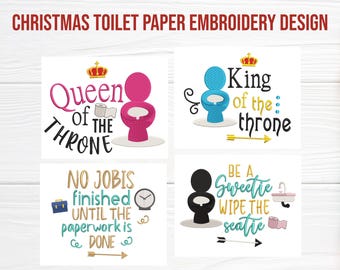 Funny Toilet Embroidery Quotes, Toilet Paper Embroidery Design, Toilet Paper Machine Embroidery Sayings, Christmas Toilet Paper Bundle Files