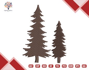 Tannenbäume Stickdatei, Tannenbaum Stickdatei, Maschinenstickerei, Weihnachtsbaum Stickmuster, Naturszene Stickerei, Sofort Download