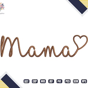 Bordado a máquina de corazón de mamá, diseños elegantes de mamá bordados, diseños para el día de la madre, archivo de bordado de letras, bordado de mamá, descarga rápida