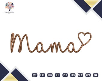 Ricamo a macchina Mama Heart, Disegni di mamma eleganti ricamati, Disegni per la festa della mamma, File di ricamo lettere, Mom Embroider, Download veloce