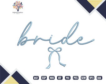 Bride Embroidery Design, Coquette Bachelorette Stitch File, Bride to Be Machine Embroidery, Wedding Party Decor, Engagement Gift for Fiancée