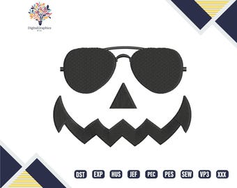 Pumpkin Face Machine Embroidery Design, Halloween Face Stitch File, Spooky Season Pattern, Holiday Embroidery Download, 5-Star Rated Seller