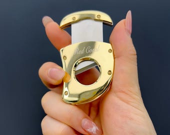 Cortador de puros de oro personalizado – Guillotina de acero inoxidable grabada