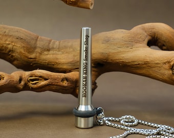 Boquilla de acero inoxidable personalizada para cachimba con grabado y cordón: perfecta para amantes de la cachimba y bares.