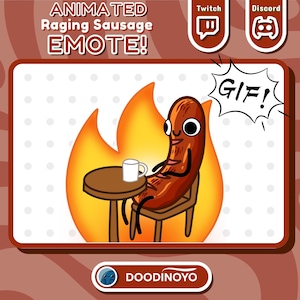 Burning Sausage Animated Emote This Is Fine Emote Funny Twitch Emote Animated Discord Emote Animated Burning Sausage Emote For Streamers