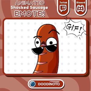 Shocked Sausage Animated Emote Funny Animated Twitch Emote Huh Animated Discord Emote for Streamers Animated Shocked Sausage Emote