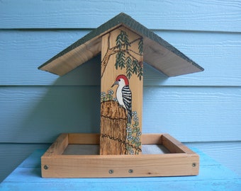 Large rustic wood platform bird feeder has 2 levels Use as a | Etsy