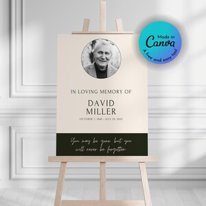 Funeral Welcome Sign, Printable Funeral Poster, Canva Template Edit, Celebration of Life, Funeral Collage, In loving Memory, Memorial Sign