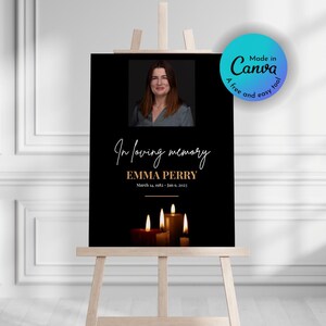 Funeral Welcome Sign, Printable Funeral Poster, Canva Template Edit, Celebration of Life, Funeral Collage, In loving Memory, Memorial Sign