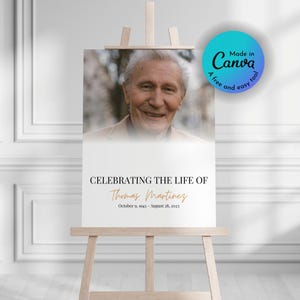 Funeral Welcome Sign, Printable Funeral Poster, Canva Template Edit, Celebration of Life, Funeral Collage, In loving Memory, Memorial Sign