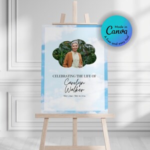 Funeral Welcome Sign, Printable Funeral Poster, Canva Template Edit, Celebration of Life, Funeral Collage, In loving Memory, Memorial Sign