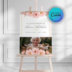Funeral Welcome Sign, Printable Funeral Poster, Canva Template Edit, Celebration of Life, Funeral Collage, In loving Memory, Memorial Sign