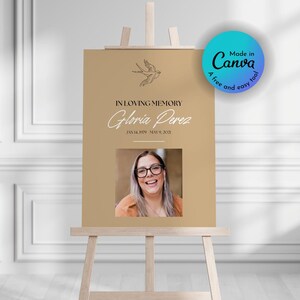 Funeral Welcome Sign, Printable Funeral Poster, Canva Template Edit, Celebration of Life, Funeral Collage, In loving Memory, Memorial Sign