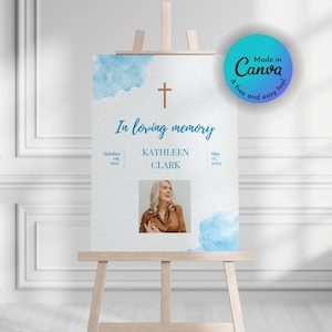 Funeral Welcome Sign, Printable Funeral Poster, Canva Template Edit, Celebration of Life, Funeral Collage, In loving Memory, Memorial Sign