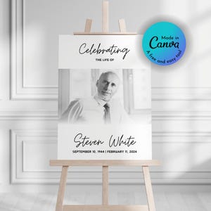 Funeral Welcome Sign, Printable Funeral Poster, Canva Template Edit, Celebration of Life, Funeral Collage, In loving Memory, Memorial Sign