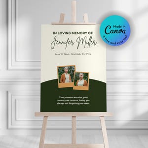 Funeral Welcome Sign, Printable Funeral Poster, Canva Template Edit, Celebration of Life, Funeral Collage, In loving Memory, Memorial Sign