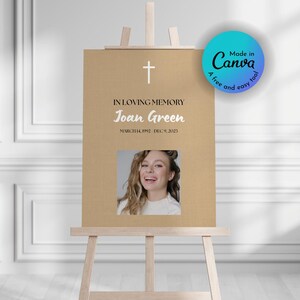 Funeral Welcome Sign, Printable Funeral Poster, Canva Template Edit, Celebration of Life, Funeral Collage, In loving Memory, Memorial Sign
