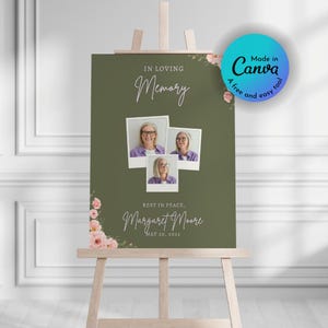 Funeral Welcome Sign, Printable Funeral Poster, Canva Template Edit, Celebration of Life, Funeral Collage, In loving Memory, Memorial Sign