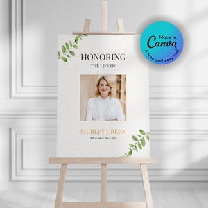 Funeral Welcome Sign, Printable Funeral Poster, Canva Template Edit, Celebration of Life, Funeral Collage, In loving Memory, Memorial Sign