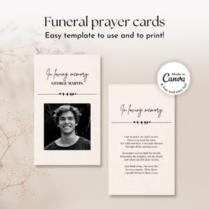 Programma funerale celeste, modello Canva modificabile, uccelli in bianco e nero, servizio commemorativo, necrologio per la celebrazione della vita Poesia carte