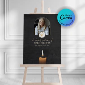 Funeral Welcome Sign, Printable Funeral Poster, Canva Template Edit, Celebration of Life, Funeral Collage, In loving Memory, Memorial Sign